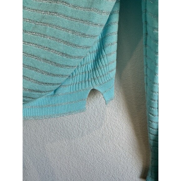 Lane Bryant Women's Blue Shimmer Striped Pullover Knit Cropped Sweater 22/24 - Picture 9 of 12